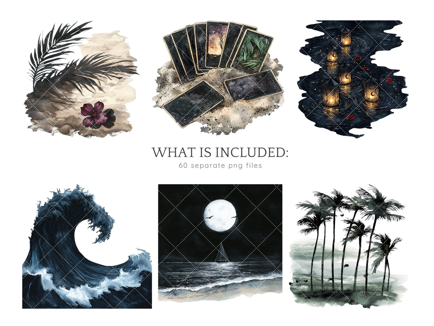 Gothic Summer - Goth Beach Time Clipart, Creepy | 60 PNG
