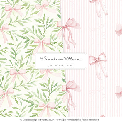 Sweet Fairyland - Seamless Patterns, Pastel Fairy Garden, Pink Floral | 10 JPEG