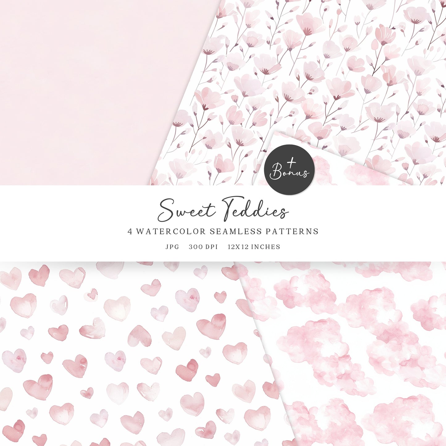 Sweet Teddies - Pink Teddy Bear, Nursery Animal Clipart, Cute Party Invite | 24 PNG
