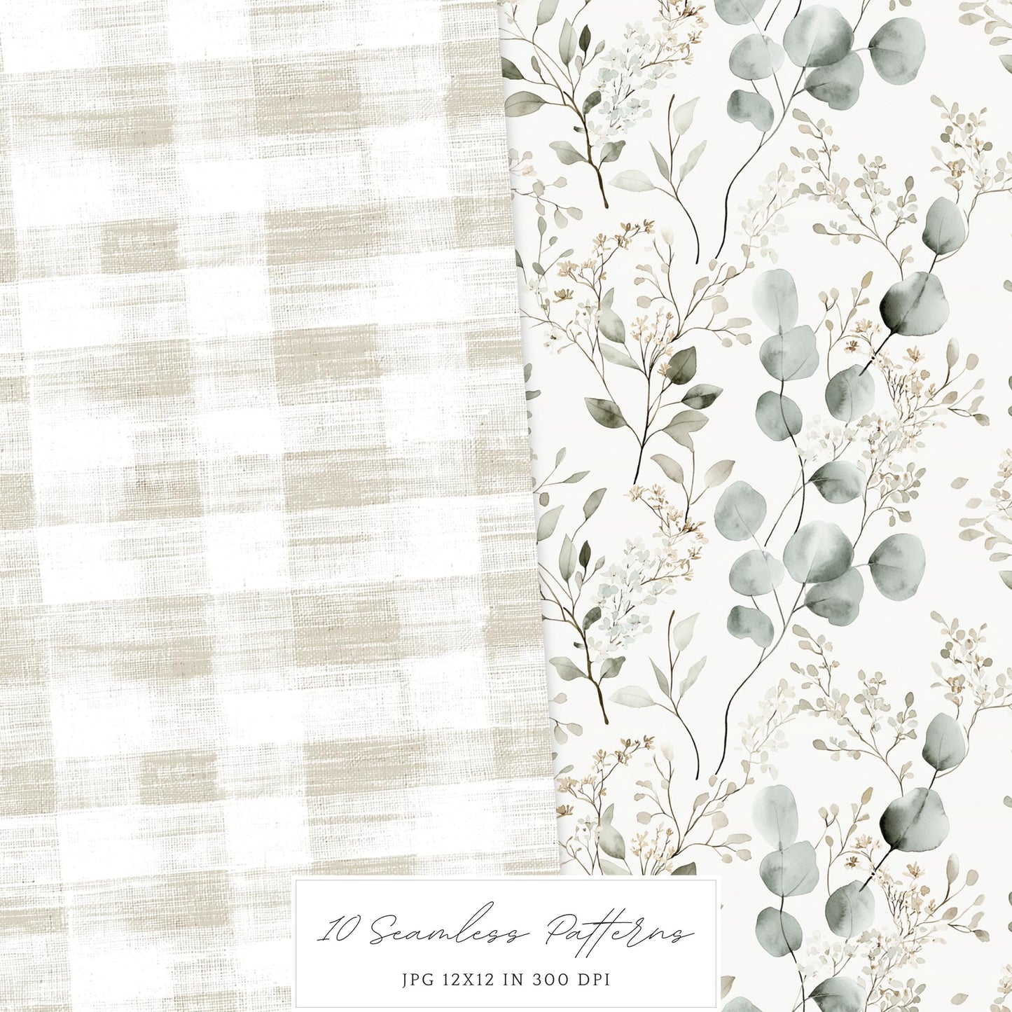 Ocean Breath - Seamless Patterns, Neutral Summer Beach  | 10 JPEG