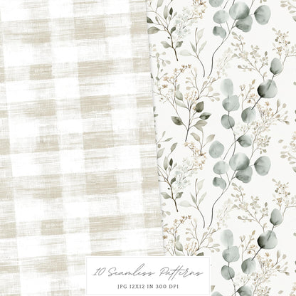 Ocean Breath - Seamless Patterns, Neutral Summer Beach  | 10 JPEG