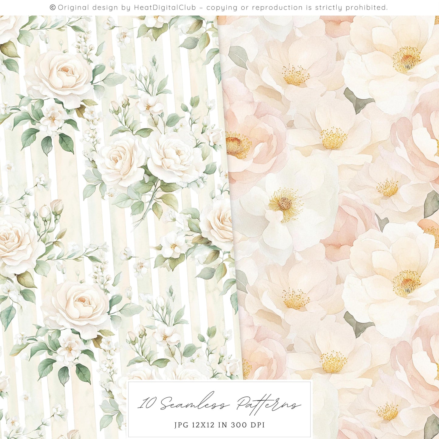 Summer Château - Seamless Patterns,French, Garden Pattern | 10 JPEG