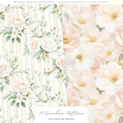 Summer Château - Seamless Patterns,French, Garden Pattern | 10 JPEG