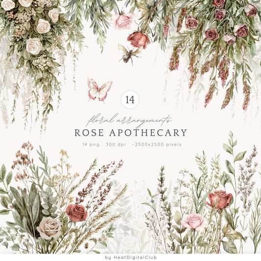 Rose Apothecary - Dusty Rose & Herb Floral Bouquets, Floral Arrangements | 14 PNG