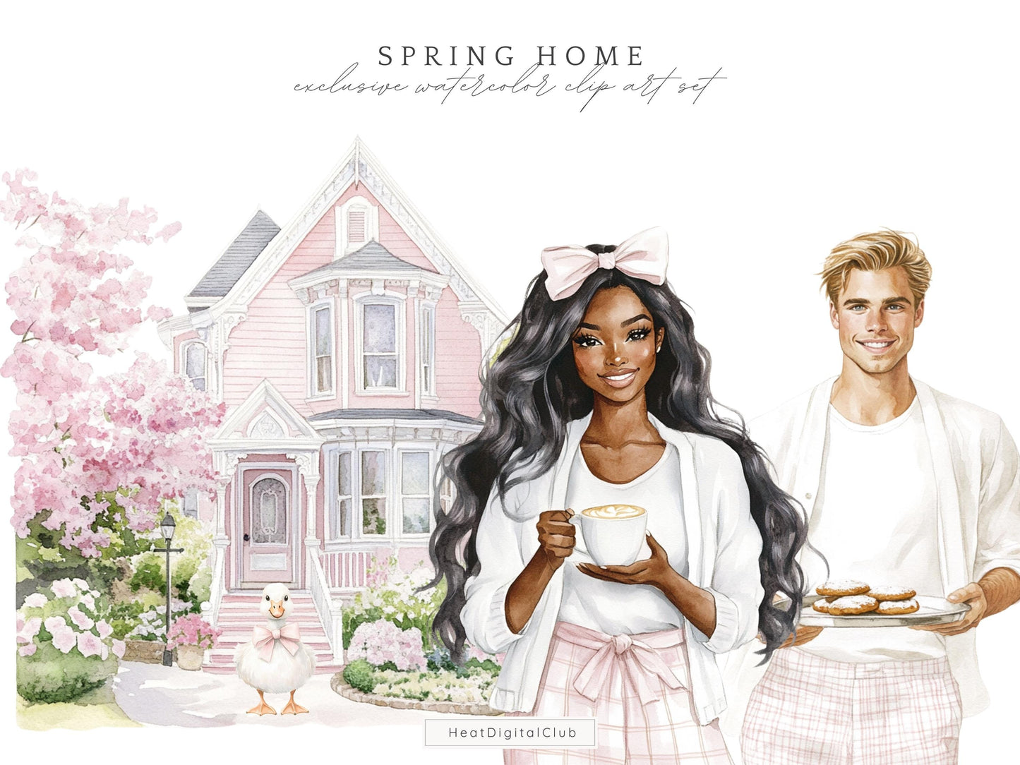 Spring Home - Cozy Spring, Pink Clip Art | 50 PNG