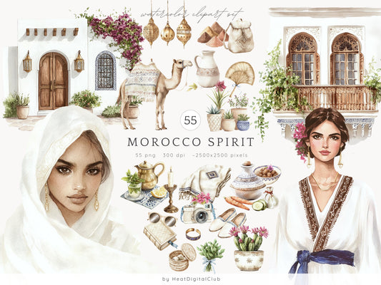 Morocco Spirit – Moroccan, Travel Clipart Set | 56 PNG