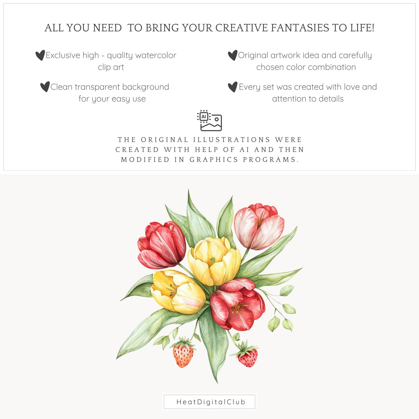 Warm Berry Spring - Floral Arrangements Clipart, Tulips Flowers | 12 PNG