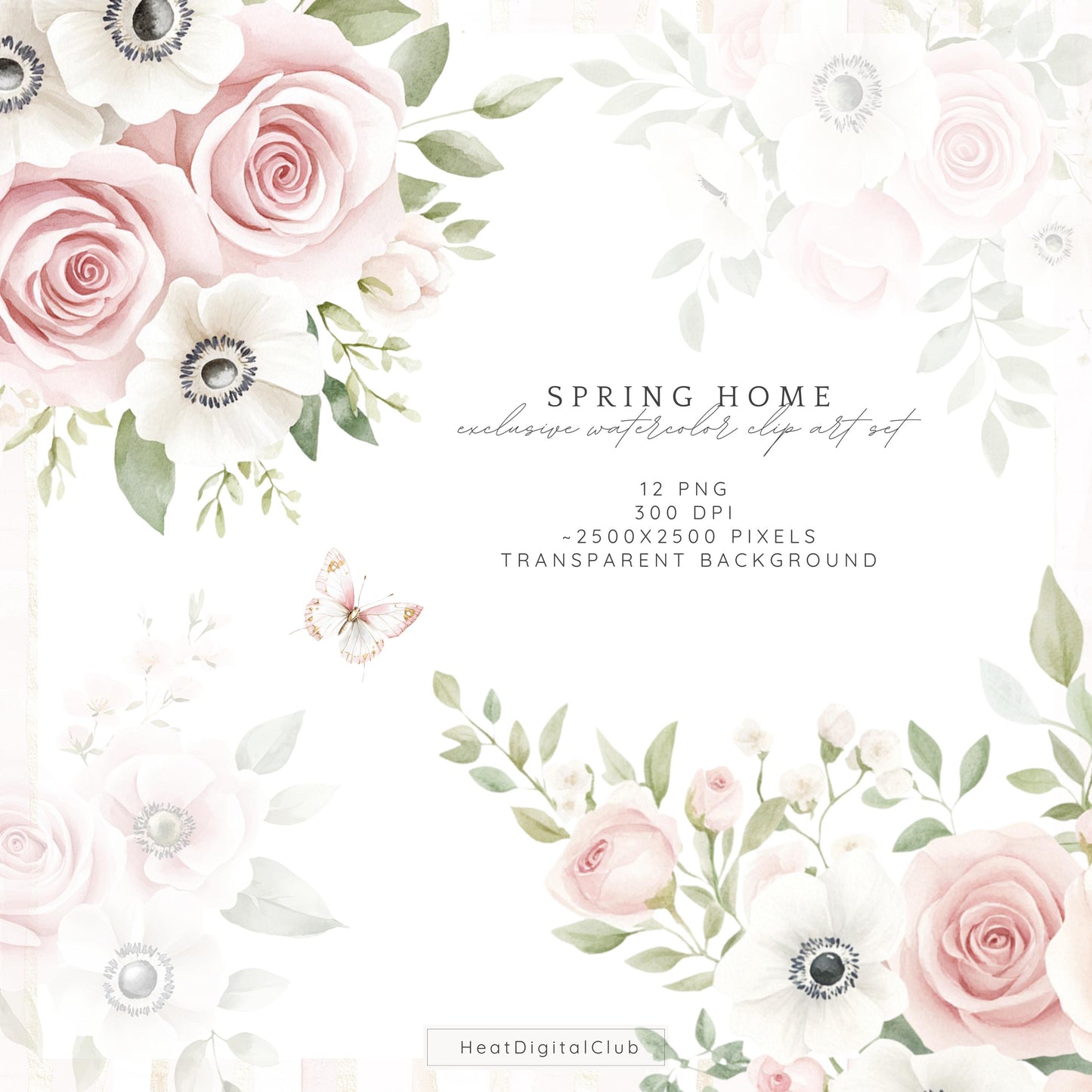 Spring Home - Floral Arrangements ClipArt, Gentle Spring Flowers | 12 PNG