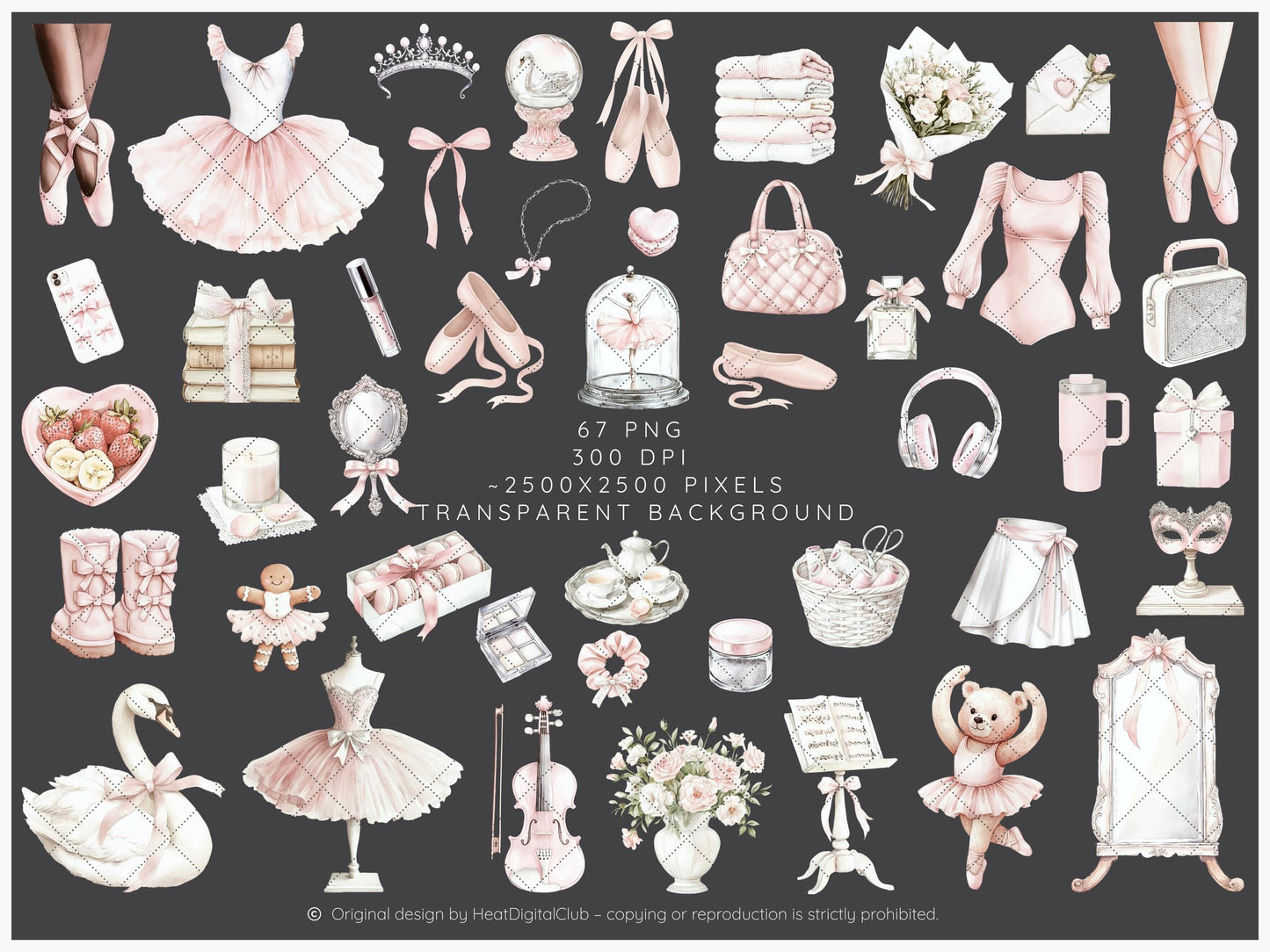 Ballet Grace - Pink Ballerina Clipart Set | 67 PNG