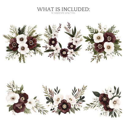 Early Spring - Floral Arrangements Clipart, Moody Flowers | 12 PNG