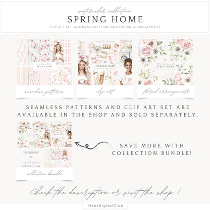 Spring Home - Floral Arrangements ClipArt, Gentle Spring Flowers | 12 PNG