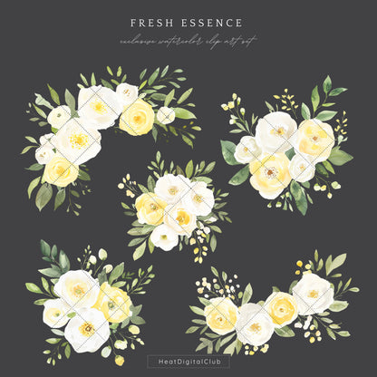 Fresh Essence - Floral Arrangements Clipart, Spring Flowers | 12 PNG