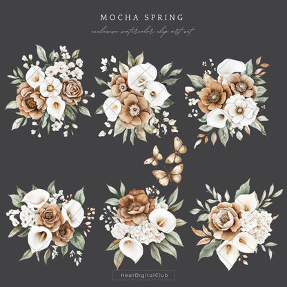 Mocha Spring - Floral Arrangements, Gentle Calla Lillies | 12 PNG