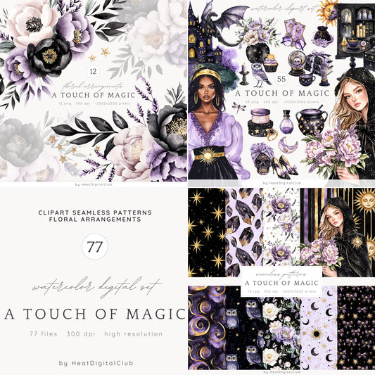 A Touch Of Magic - Collection Bundle, Witch ClipArt, Magical | 77 PNG/JPEG