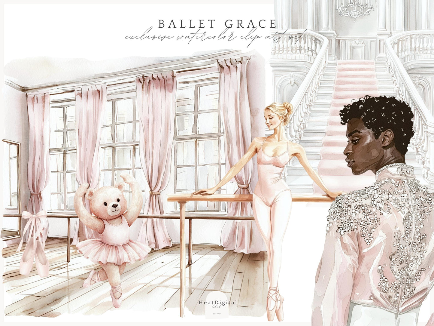 Ballet Grace - Pink Ballerina Clipart Set | 67 PNG