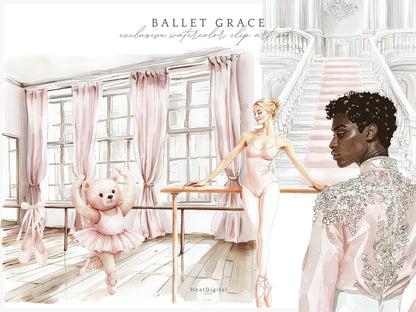 Ballet Grace - Pink Ballerina Clipart Set | 67 PNG