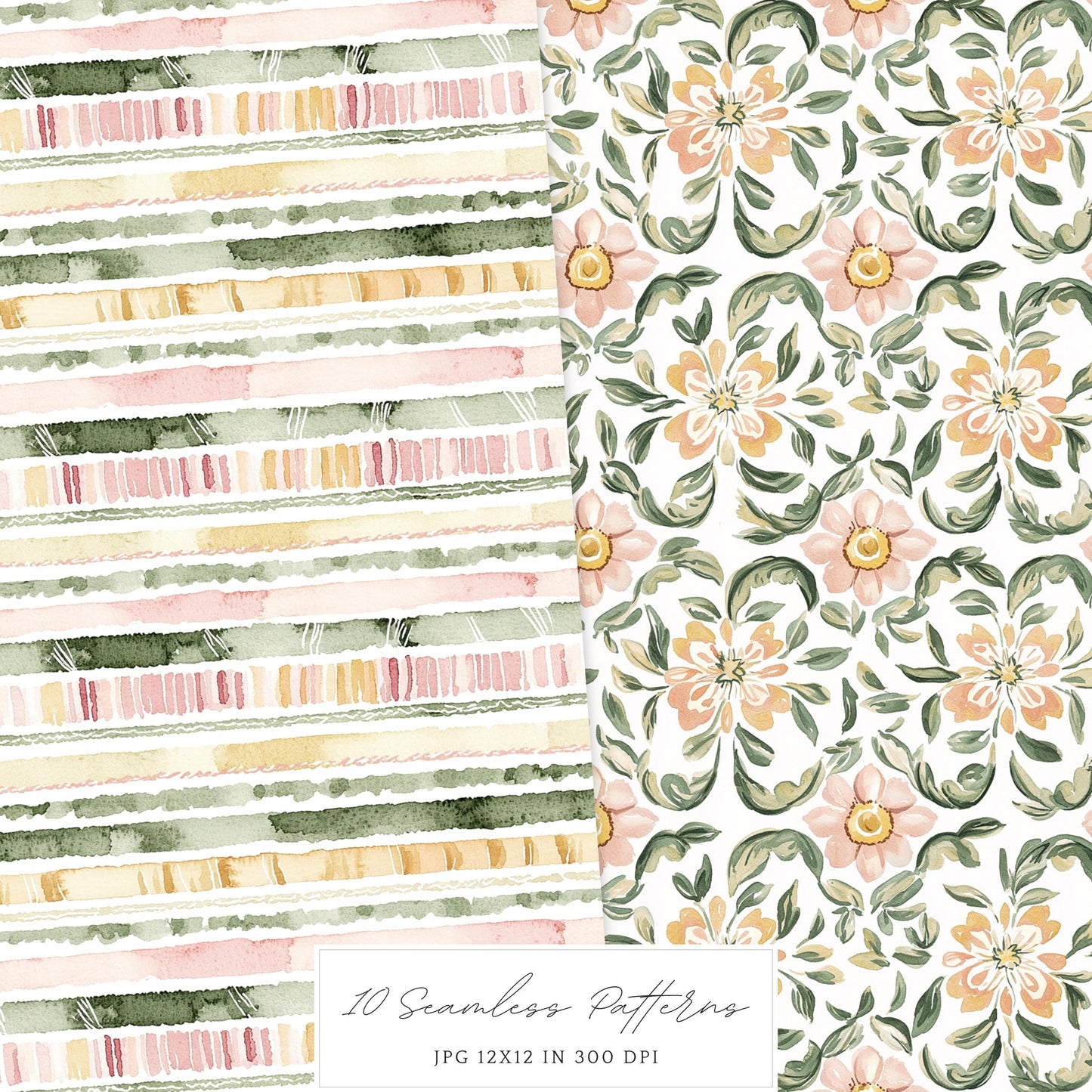 Viva Mexico - Seamless Patterns, Cinco de May, Floral | 10 JPEG