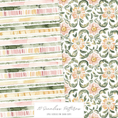 Viva Mexico - Seamless Patterns, Cinco de May, Floral | 10 JPEG