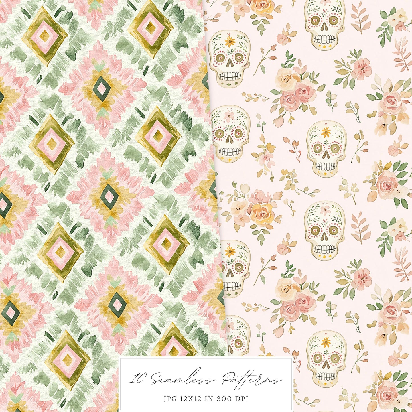 Viva Mexico - Seamless Patterns, Cinco de May, Floral | 10 JPEG