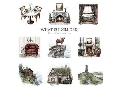 Early Spring - Clipart, Gloomy Cozy, Moody Cute Spring | 50 PNG