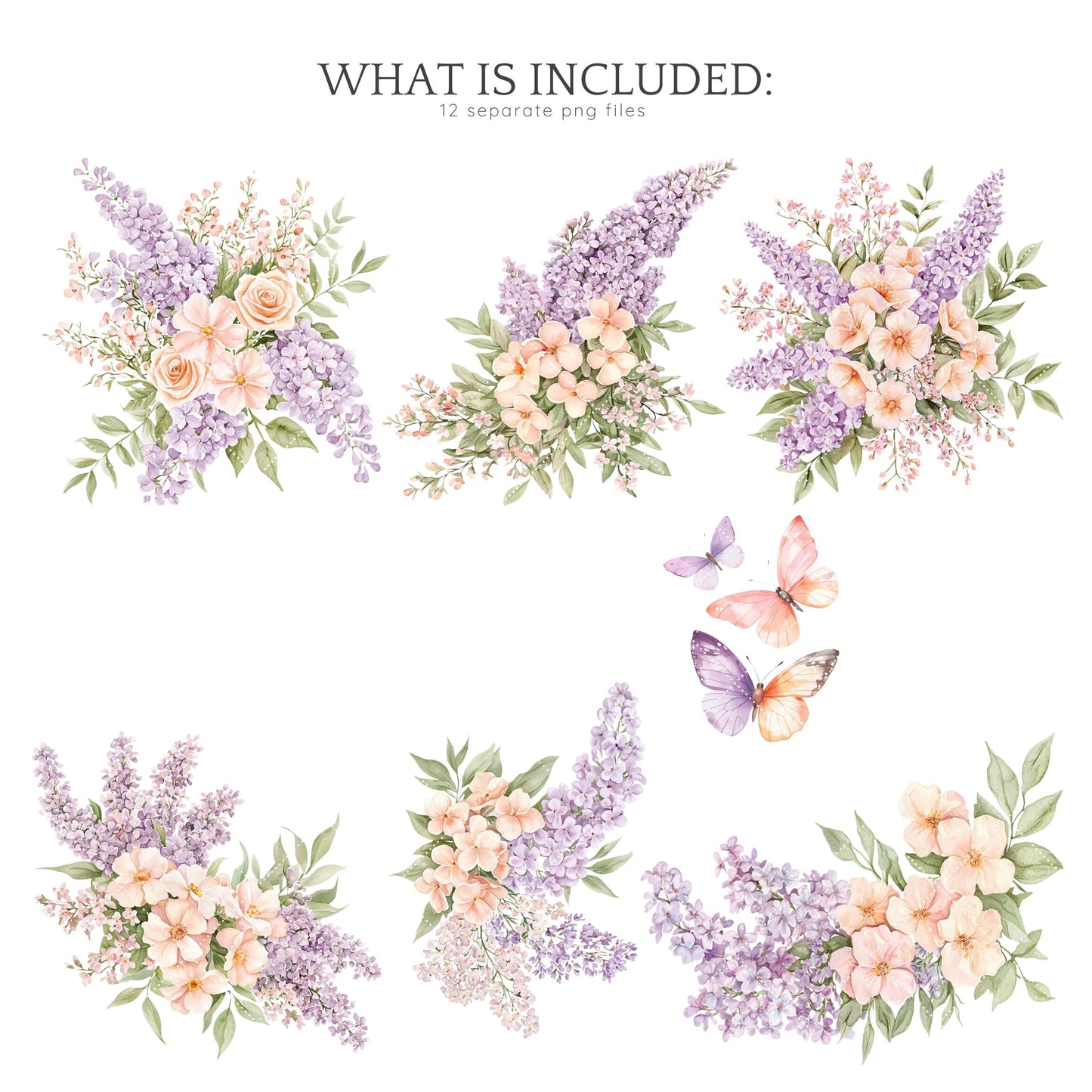 Modern Rapunzel - Floral Arrangements ClipArt, Lilac Flowers | 12 PNG