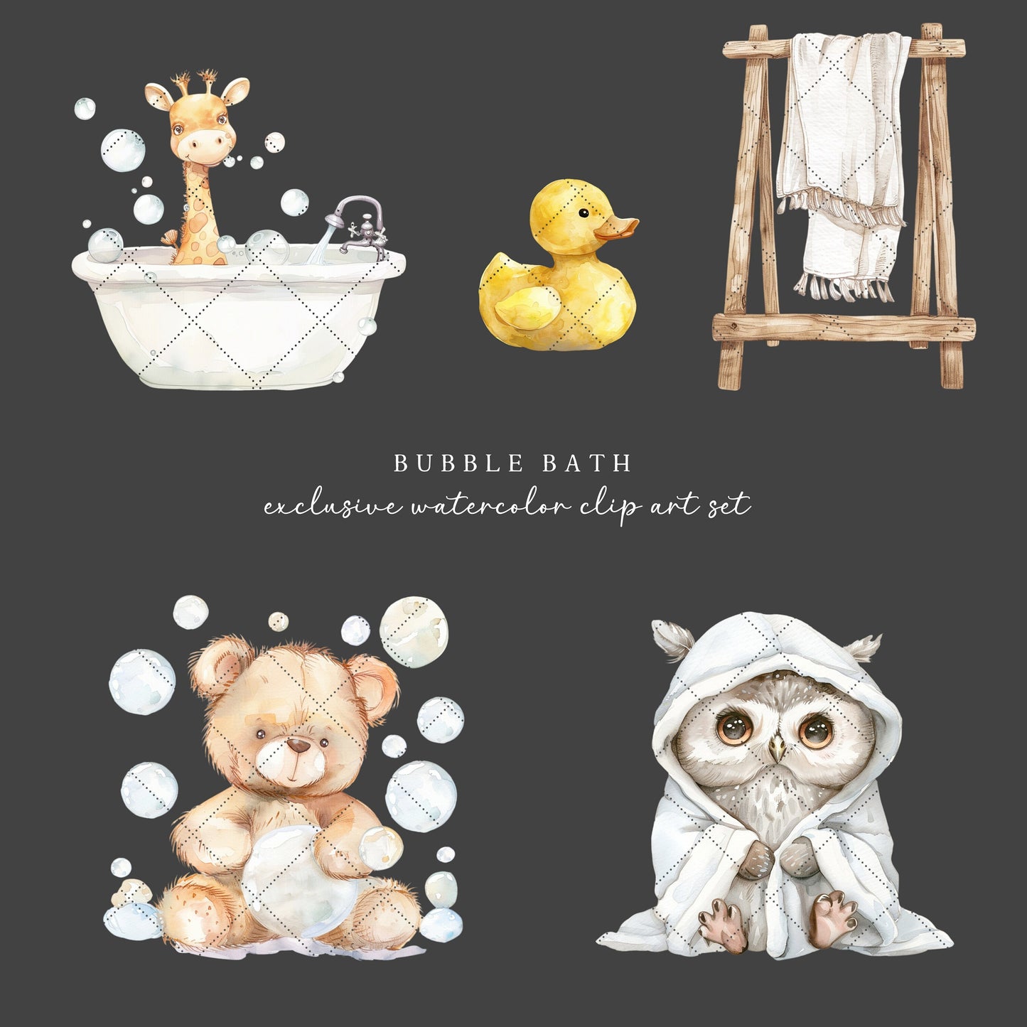 Bubble Bath - Animals Clipart, Bath Time, Rubber Duck, Cute  Baby Animals | 24 PNG