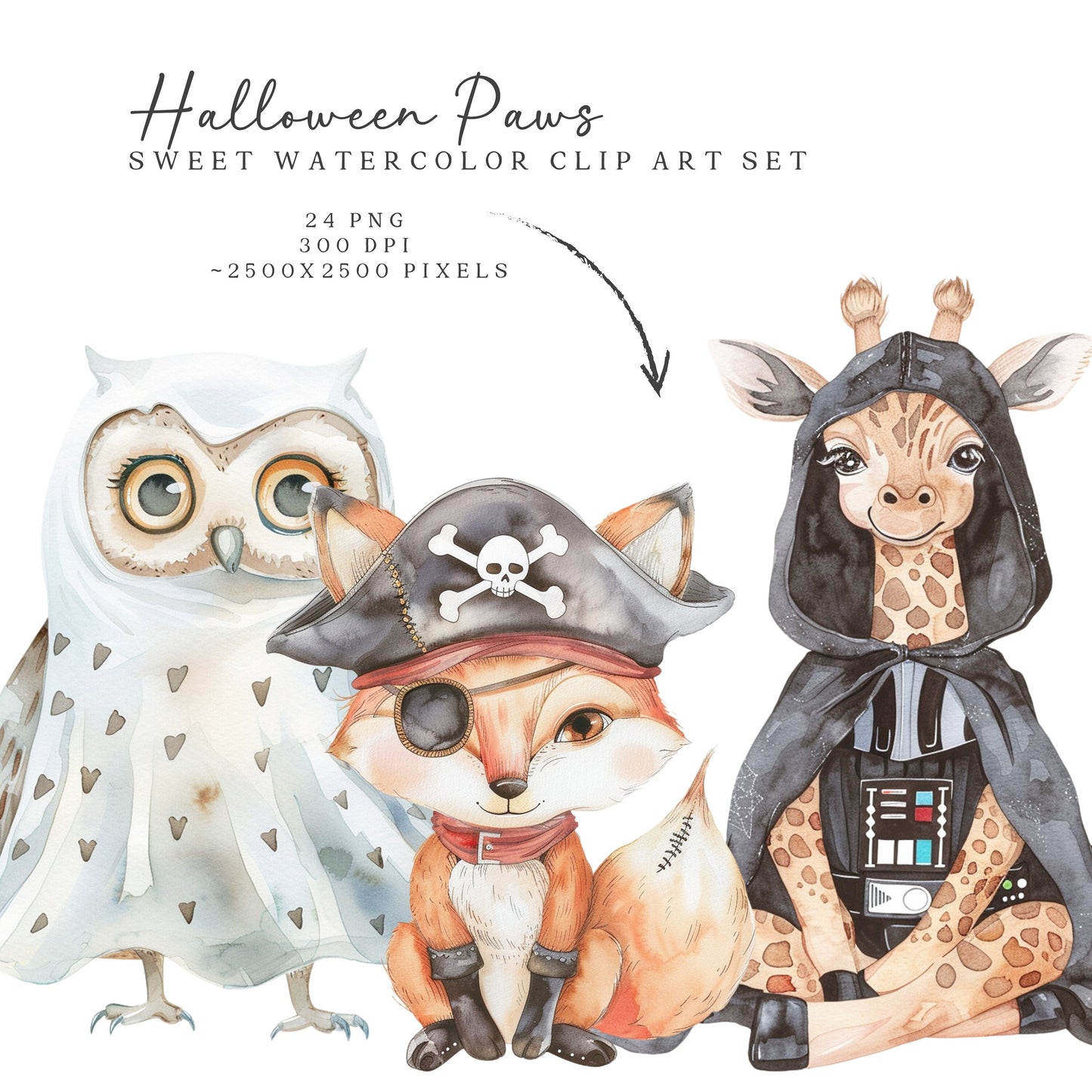 Halloween Paws - Cute Animals, Spooky Clipart, Halloween Costumes, Kids | 24 PNG