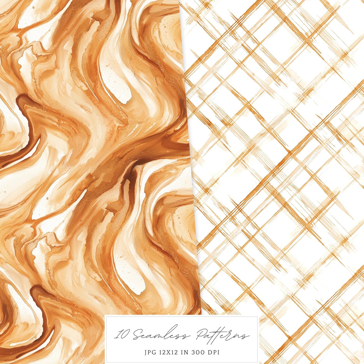 Caramel Love - Valentines Day Seamless Patterns, Romantic | 10 JPEG