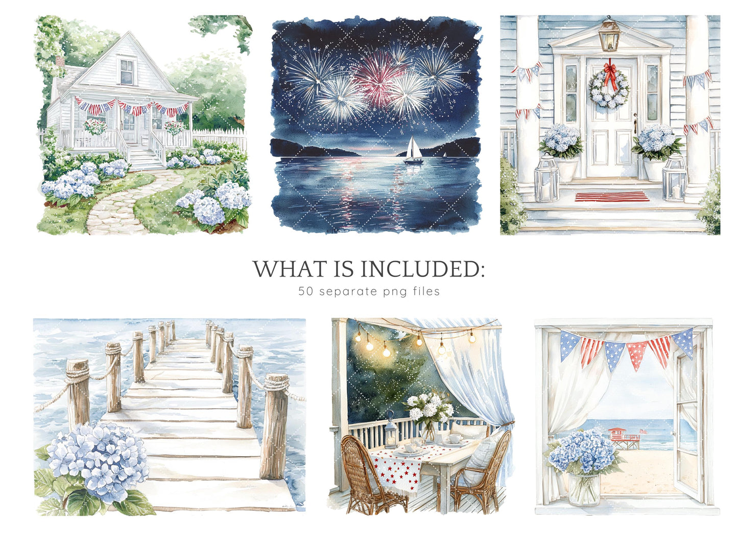Hello July - Independence Day Clipart, 4th of July, Patriotic | 50 PNG