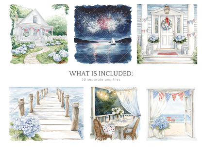 Hello July - Independence Day Clipart, 4th of July, Patriotic | 50 PNG