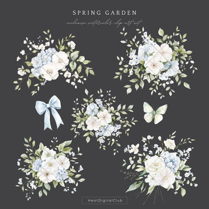 Spring Garden - Floral Arrangements Clipart, Gentle Flowers | 12 PNG