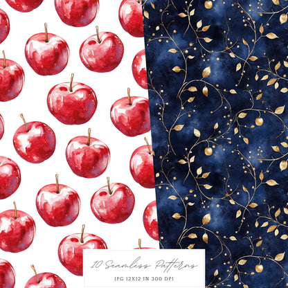 Modern Snow White - Seamless Patterns, Fantasy, Floral, Roses | 10 JPEG
