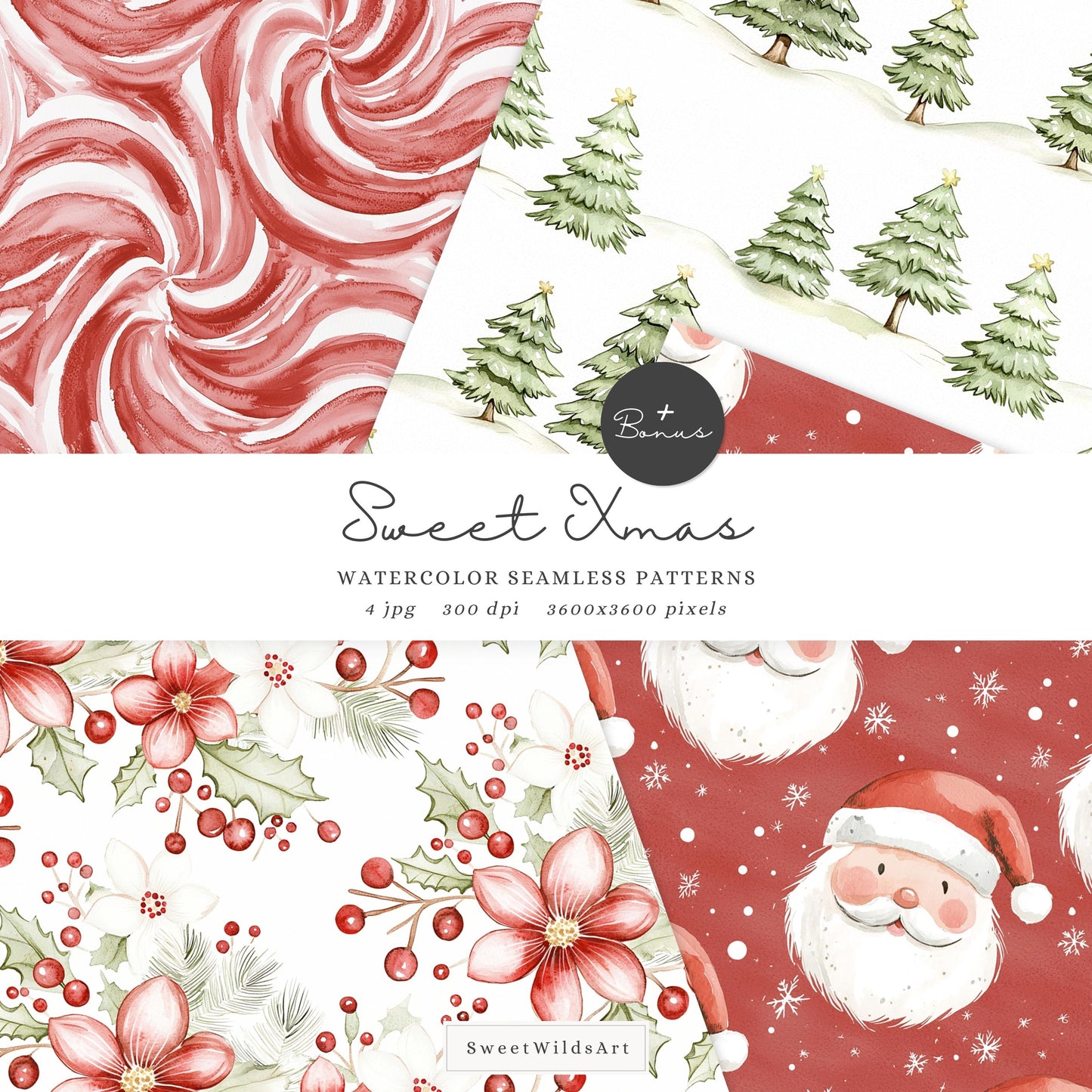Sweet Xmas - Cute Christmas Clipart, Santa Claus, Elves, Holiday, Winter | 55 PNG