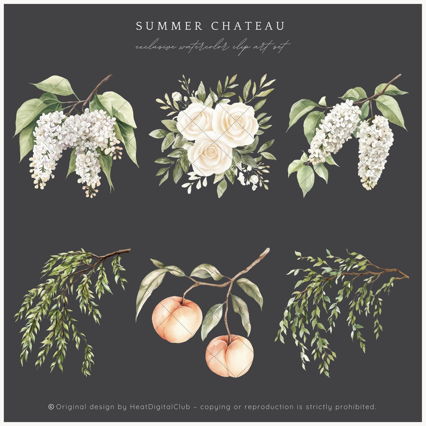 Summer Château - White Cream Roses Floral Arrangements | 14 PNG