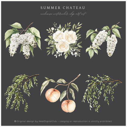 Summer Château - White Cream Roses Floral Arrangements | 14 PNG