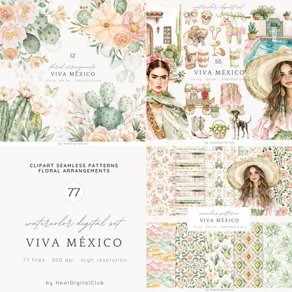 Viva Mexico - Collection Bundle, Cinco de Mayo Clipart, Pinata | 77 PNG/JPEG
