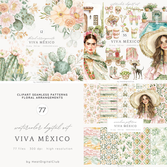 Viva Mexico - Collection Bundle, Cinco de Mayo Clipart, Pinata | 77 PNG/JPEG