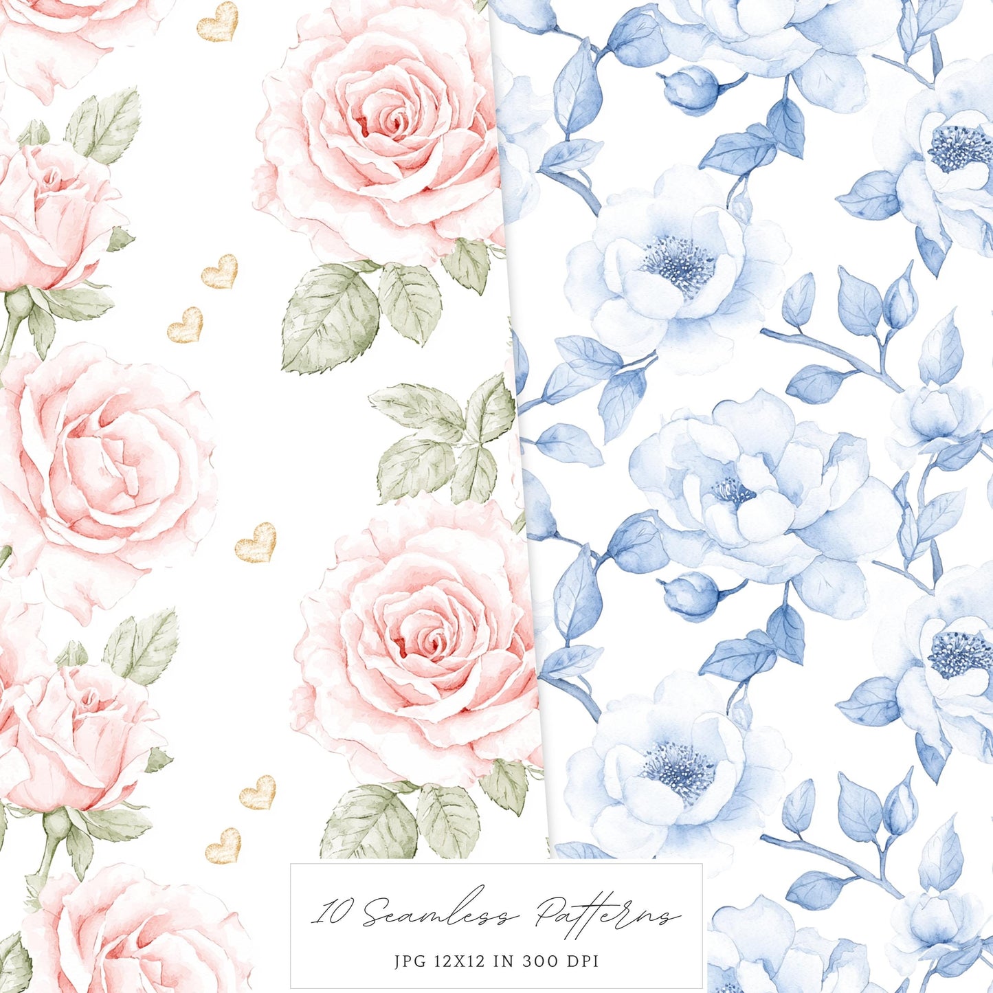 Tender Love - Valentines Day Seamless Patterns, Grandmillennial | 10 JPEG