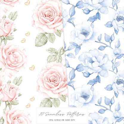 Tender Love - Valentines Day Seamless Patterns, Grandmillennial | 10 JPEG