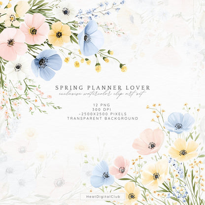 Spring Planner Lover - Floral Arrangements, Pastel Flowers | 12 PNG