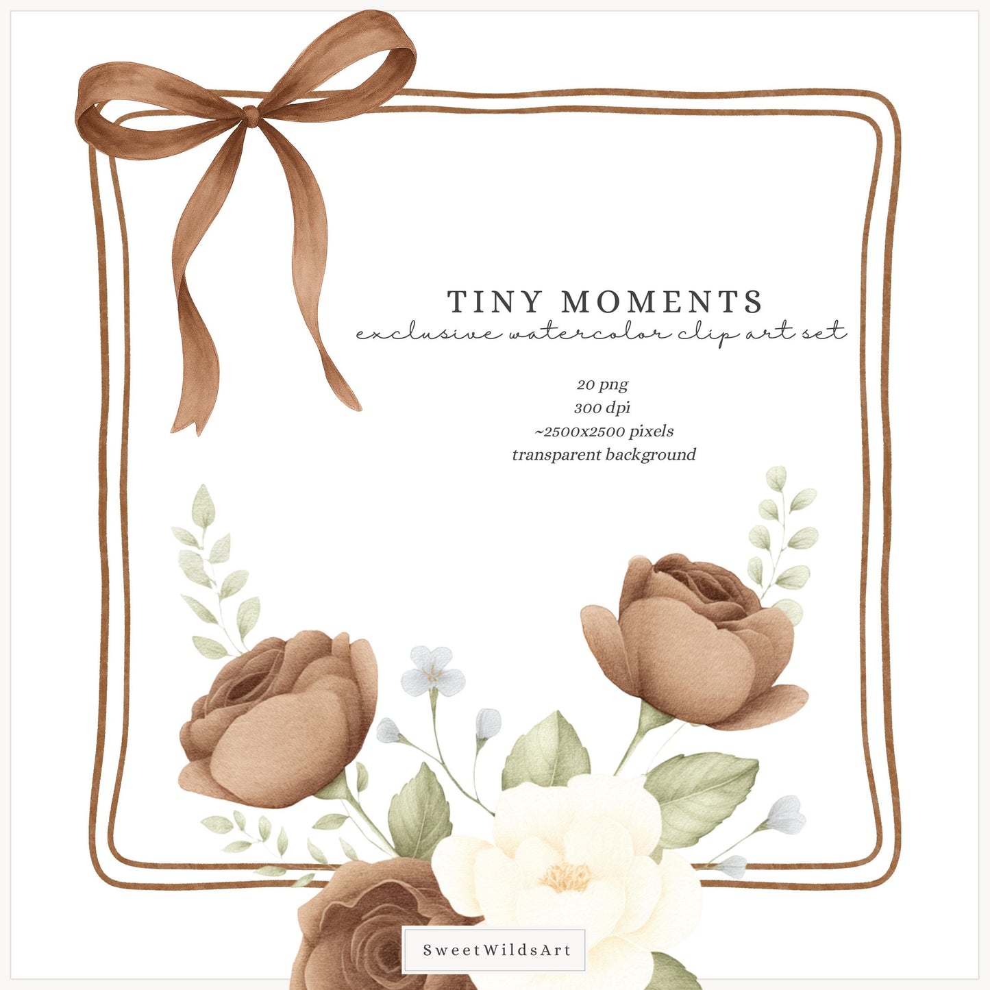 Tiny Moments - Floral Arrangements, Neutral Flowers, Beige Rose | 20 PNG