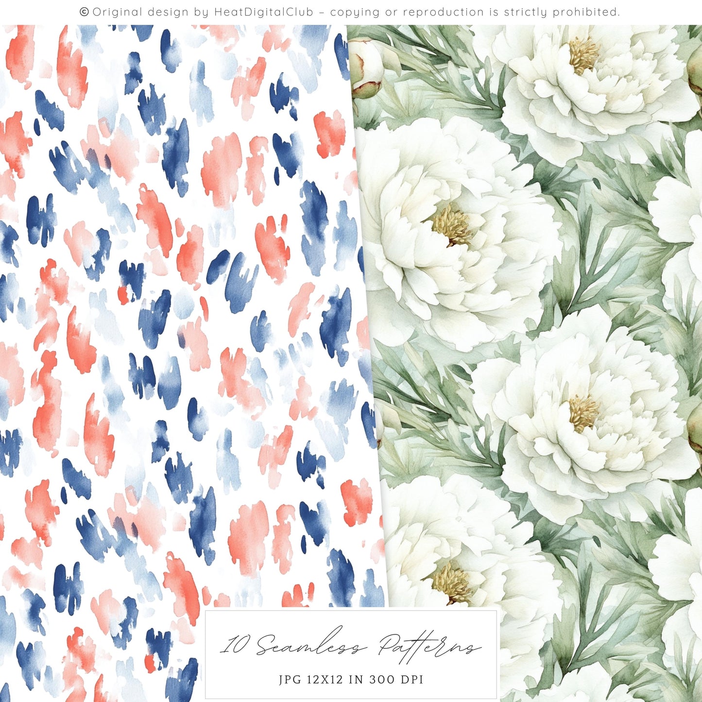 Americana Girl – Seamless Patterns, Gingham, Cherries, Florals | 10 JPG