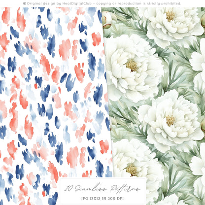Americana Girl – Seamless Patterns, Gingham, Cherries, Florals | 10 JPG