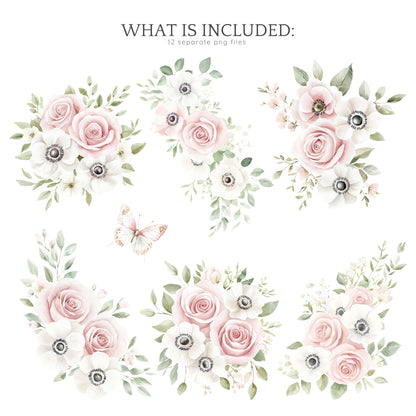 Spring Home - Floral Arrangements ClipArt, Gentle Spring Flowers | 12 PNG