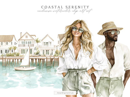 Coastal Serenity - Beach Time Clipart, Neutral Summer | 50 PNG