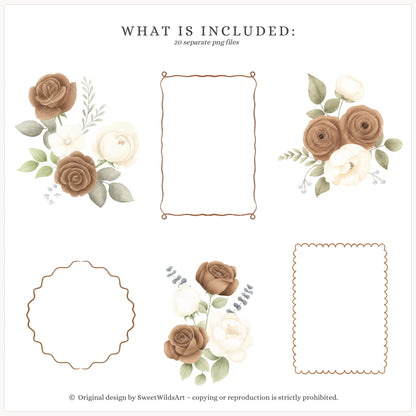 Tiny Moments - Floral Arrangements, Neutral Flowers, Beige Rose | 20 PNG
