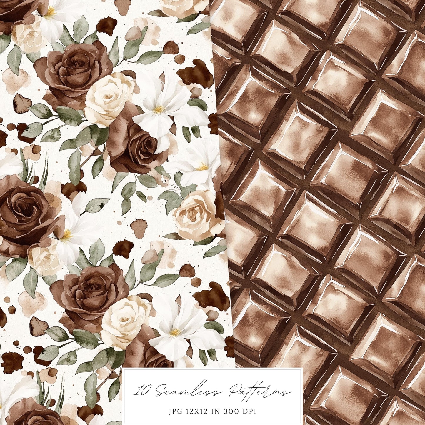 Chocolate Milk - Seamless Patterns, Cowhide, Leather, Knitted | 10 JPEG