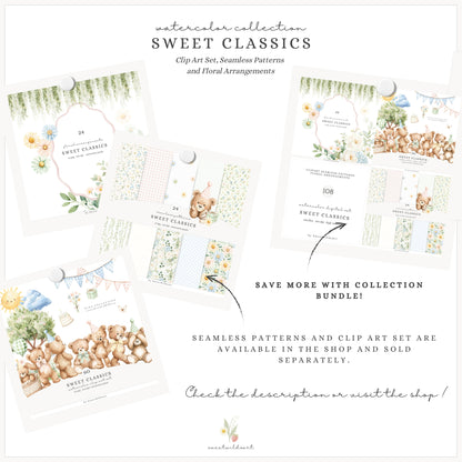Sweet Classics - Floral Arrangements Clipart, Pastel Flowers, Nursery, Elegant Baby,Soft Garden | 24 PNG